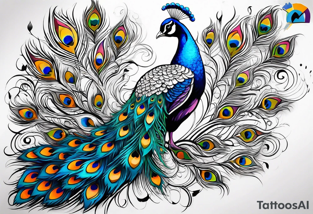 Peacock, broken feathers tattoo idea