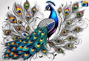 Peacock, broken feathers tattoo idea