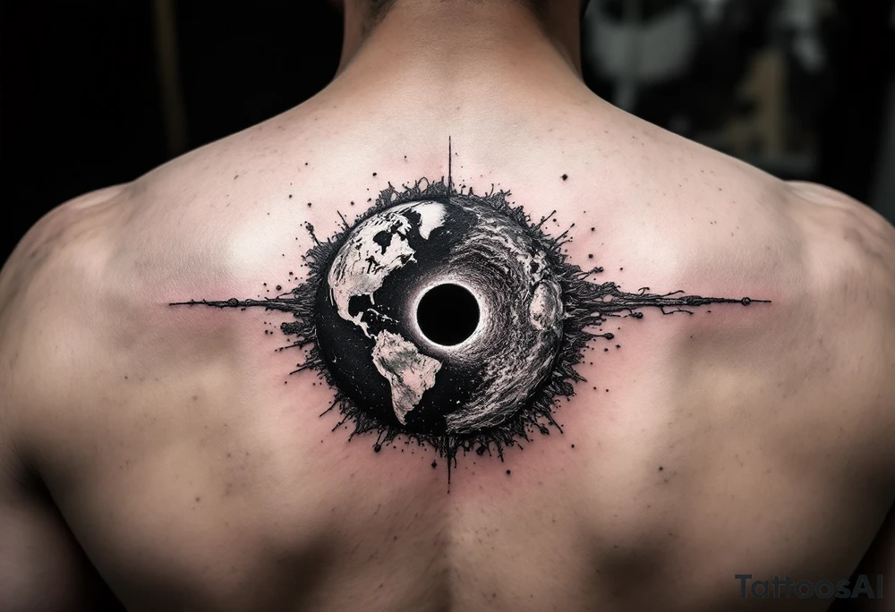 2 different worlds on both sides of a black hole tattoo idea
