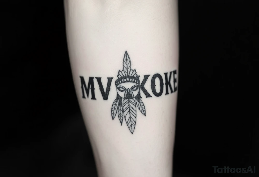 “MVSKOKE” shaded with Native American print tattoo idea