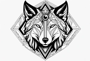 Futuristic design for Virgo and wolves tattoo idea