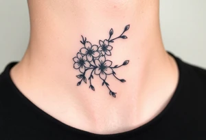 delicate cherry blossoms swirling in spring breeze with petals tattoo idea