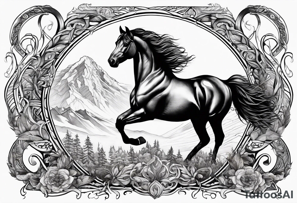 Horse and Yggdrasil tattoo idea
