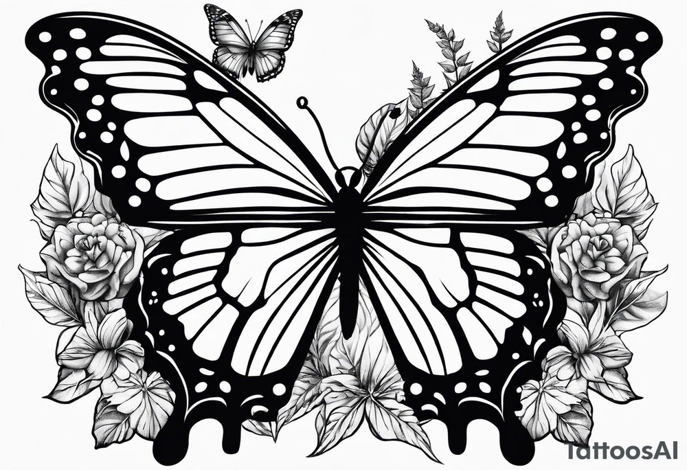 book music weed butterfly tattoo idea