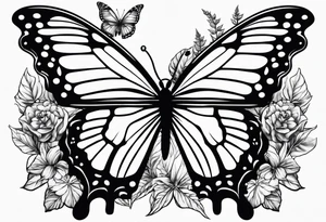 book music weed butterfly tattoo idea