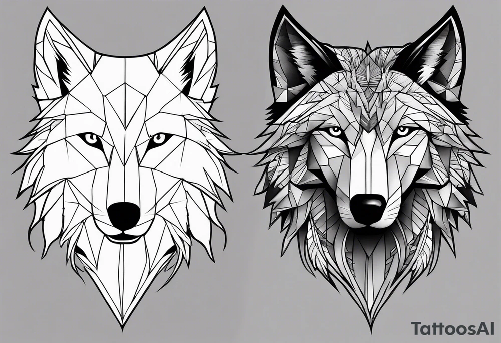 half wolf half eagle tattoo idea