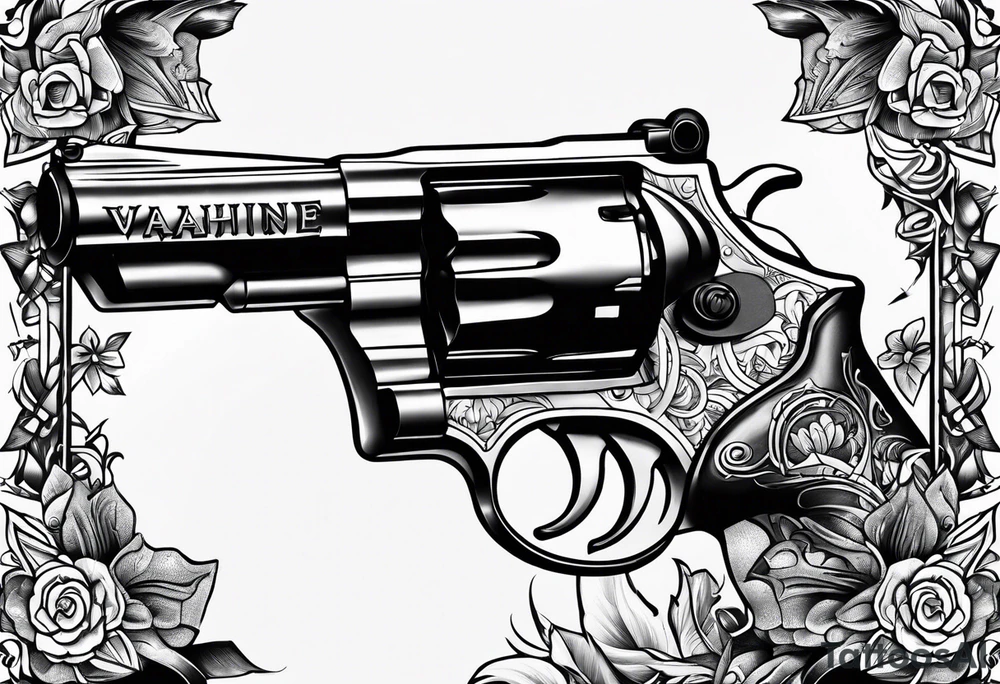 old school tattoo of vahine who play with gun tattoo idea