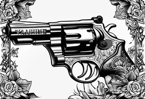 old school tattoo of vahine who play with gun tattoo idea