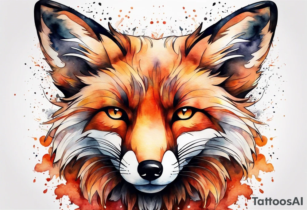 Watercolor fox tattoo idea