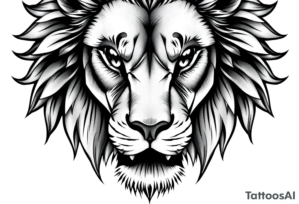 powerful majestic lion, close-up tattoo idea