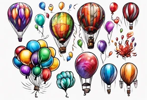 coloful balloons tattoo idea