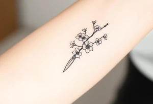 dagger cherry blossoms tattoo idea