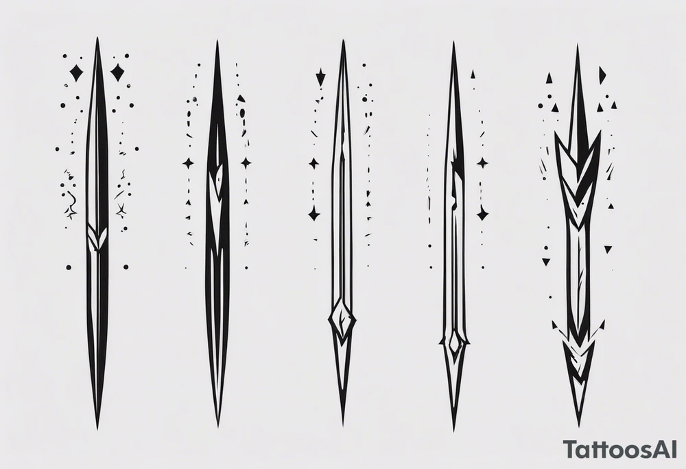 2 parallel spears pointing upwards tattoo idea