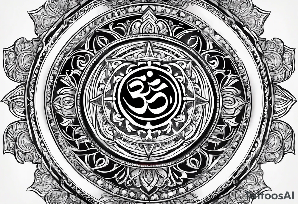 Forearm sleeve based around Sanskrit Om symbol for breathe tattoo idea