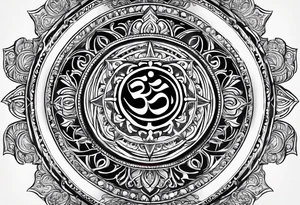 Forearm sleeve based around Sanskrit Om symbol for breathe tattoo idea