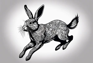 Rabbit breaking from chains and flying away tattoo idea