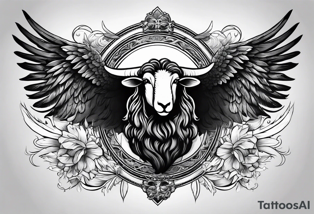 black sheep with angel wings no horns tattoo idea