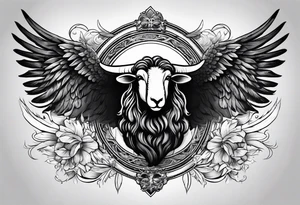 black sheep with angel wings no horns tattoo idea