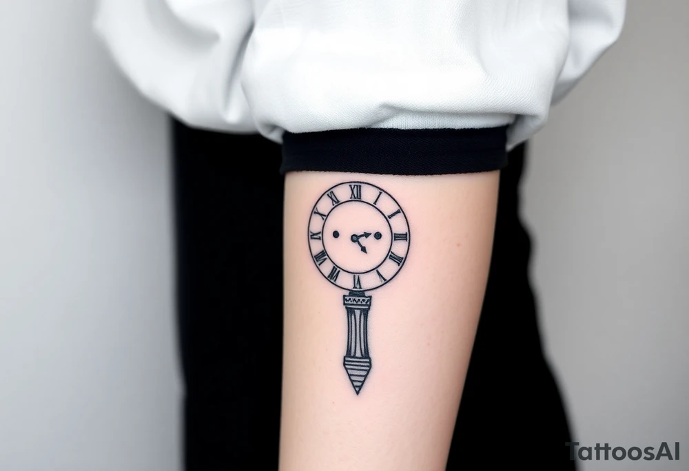 Smile face sad face happy face with clock tower tattoo idea