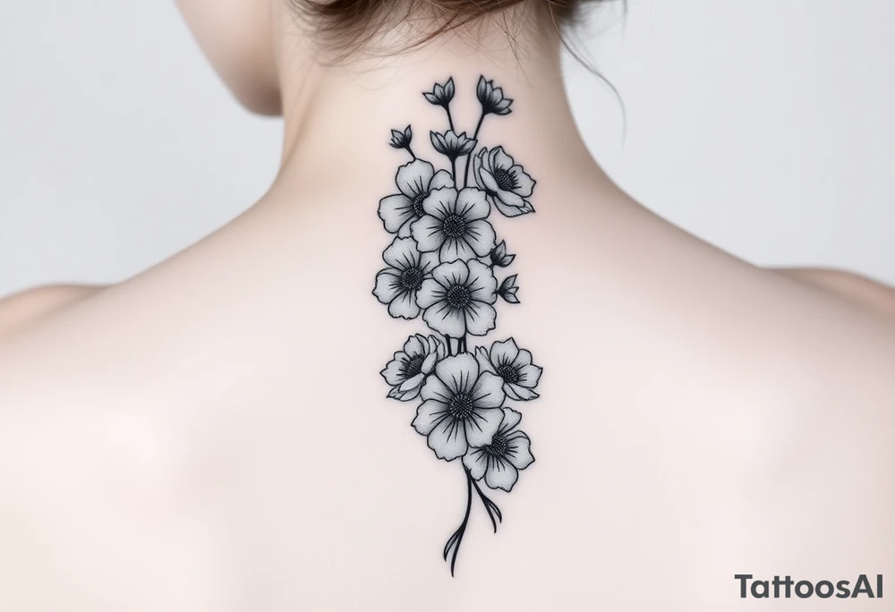 a bunch of flowers going down spine tattoo tattoo idea