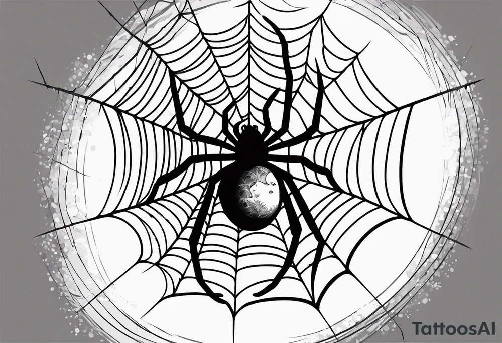 spider shooting web with his back connecting to  moon tattoo idea