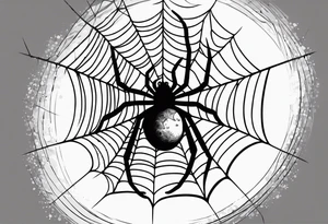 spider shooting web with his back connecting to  moon tattoo idea