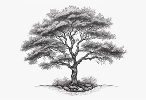 Small dainty detailed tree tattoo idea
