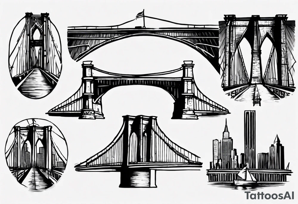 small New York 
vintage
Brooklyn Bridge tattoo idea