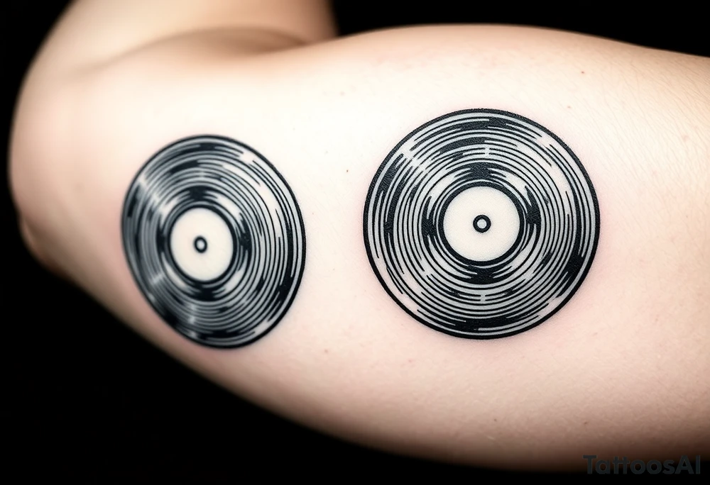 two vinyl records side by side expressing love for music tattoo idea