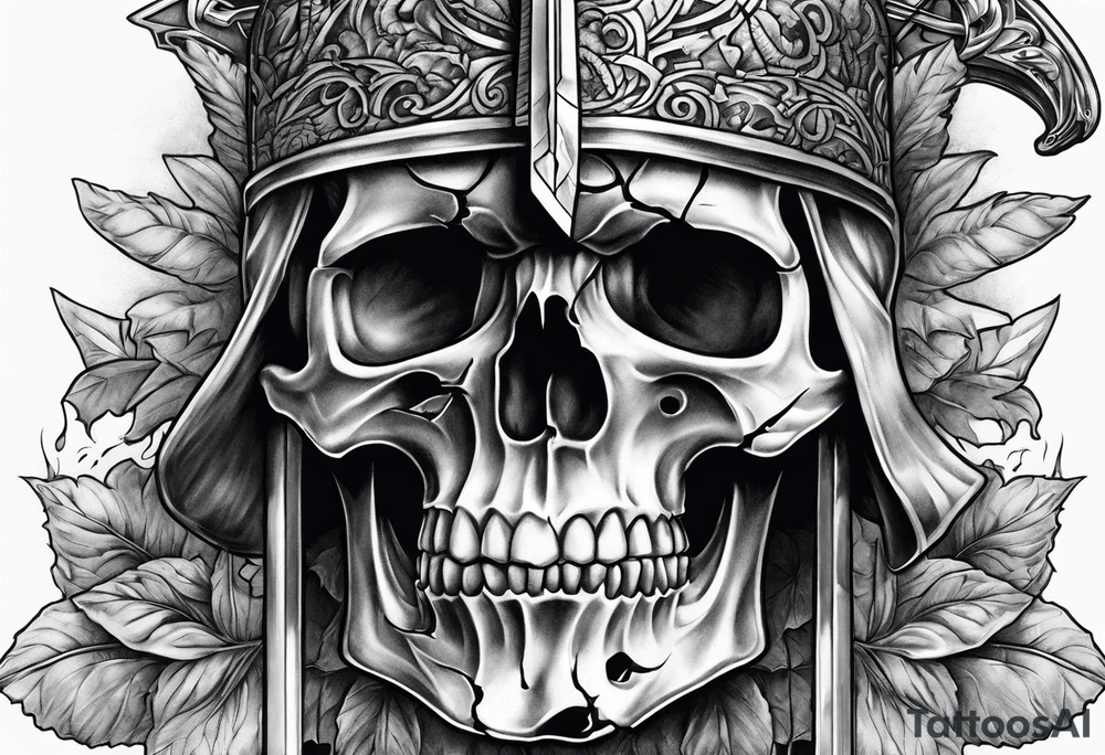 Sword through a broken skull tattoo idea