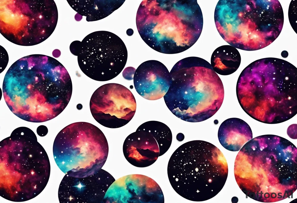 I want a nebula space galaxy s kinda shape 
tattoo that's colorful and bright and cute and is nice to look at I don't want a traditional circle I want it like the ones thay look like an s shape and this tattoo will be on my left buttcheek and light colors I want more spread and less circle side to life Left to right tattoo idea