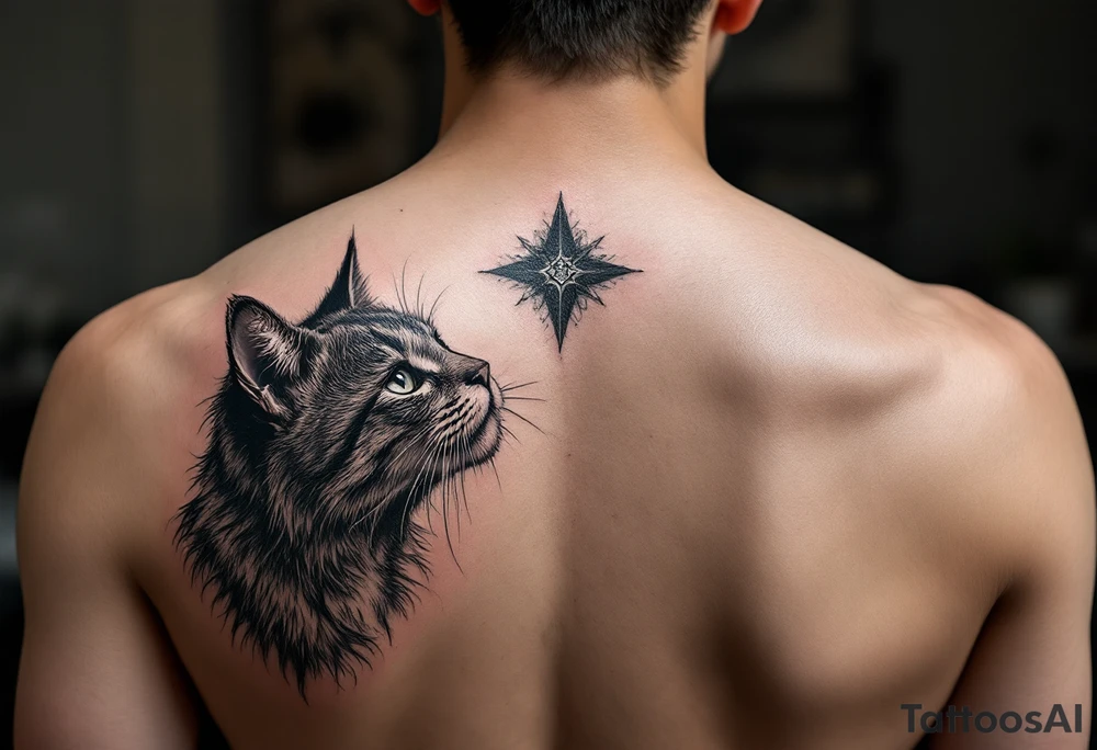 women portrait with cat tattoo idea