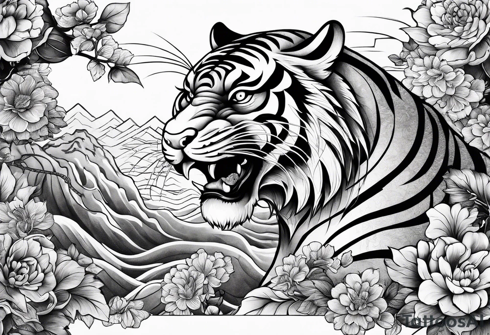 chinesische Mauer mit Tiger Ratte und schlange tattoo idea
