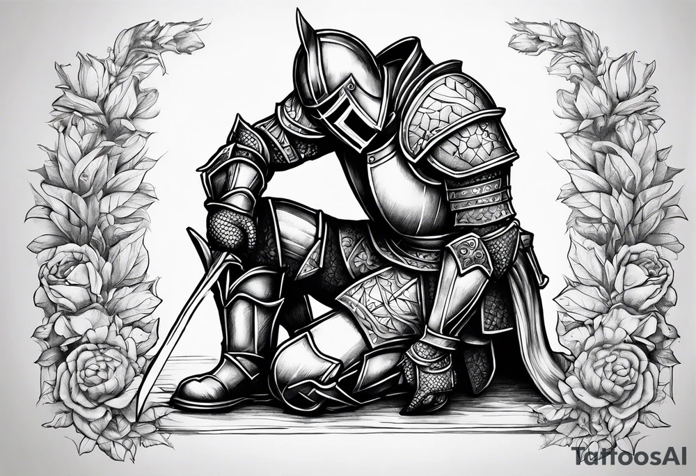 Wounded knight on his knees tattoo idea