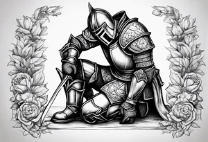 Wounded knight on his knees tattoo idea