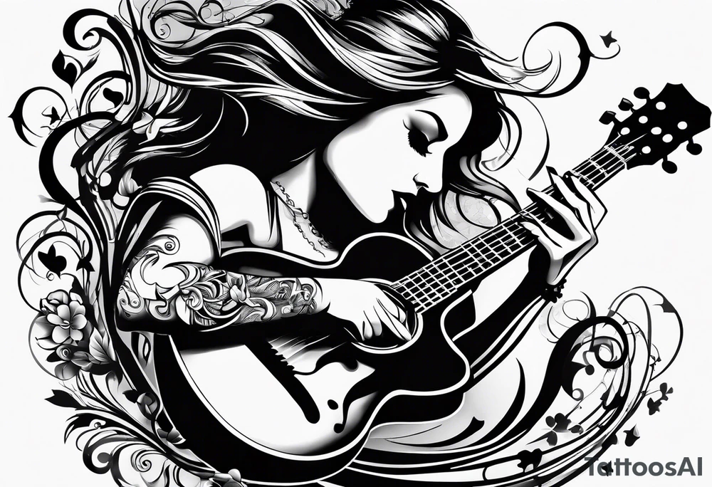 The word “music” twisted tattoo idea