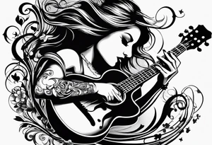 The word “music” twisted tattoo idea