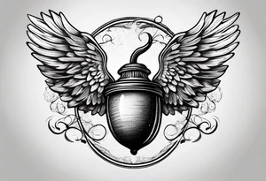 Flying acorn with wings tattoo idea