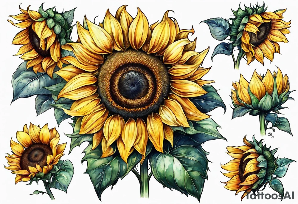 Sunflower for a male tattoo idea