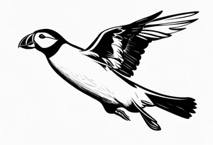 a black flying puffin 
 -  forarm Tattoo tattoo idea