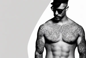 Arm sleeve for man-  with floppy ear Great Dane standing fiercely chest up with outdoors fill work around it tattoo idea