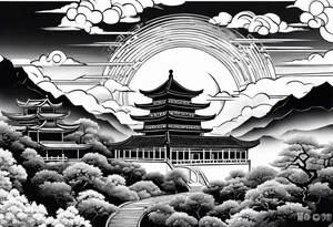 Chinese wall, realistic,chinese art, sky tattoo idea