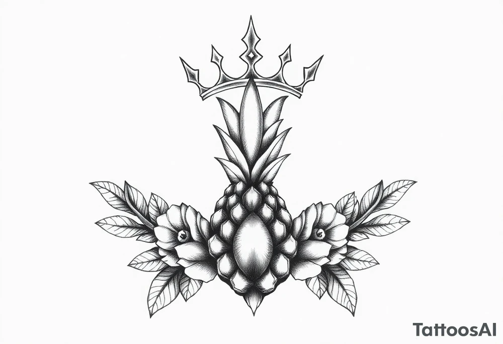 Majestic crown ,pineapple vagina and anus tattoo idea