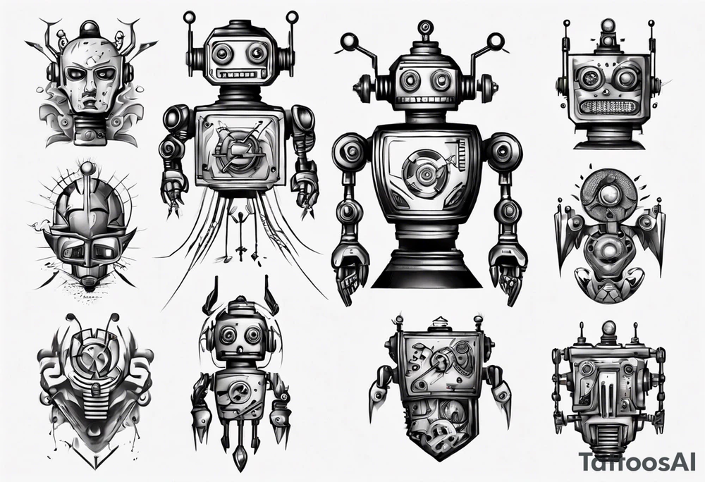 robot design tattoo idea