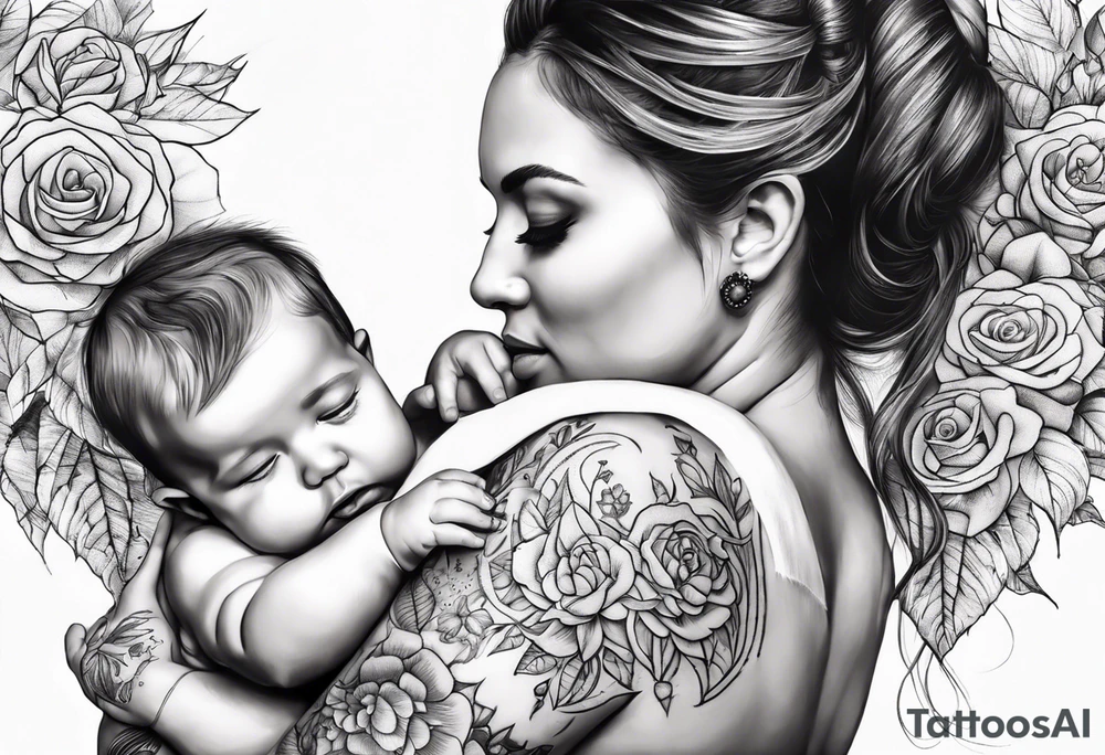 Maman et ses deux bébés vu de derriere tattoo idea