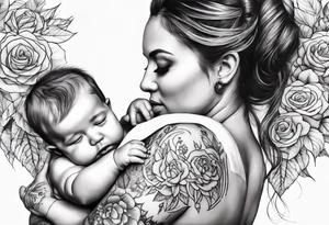 Maman et ses deux bébés vu de derriere tattoo idea