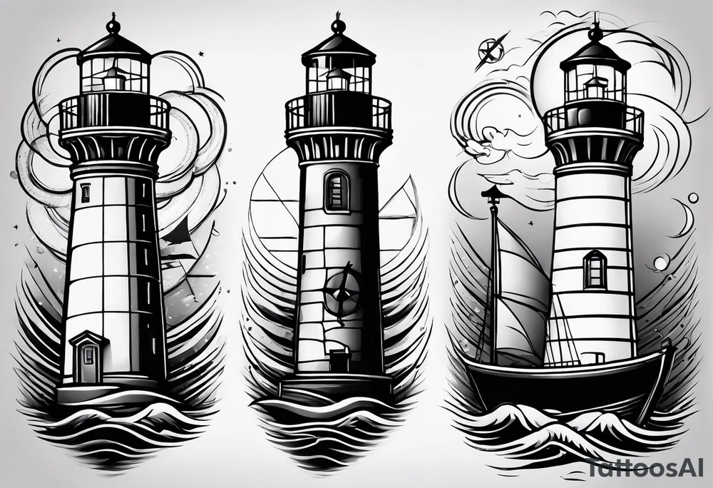 lighthouse shining light and a compass to wrap around forearm tattoo idea lighthouse shining light and a compass to wrap around forearm tattoo idea