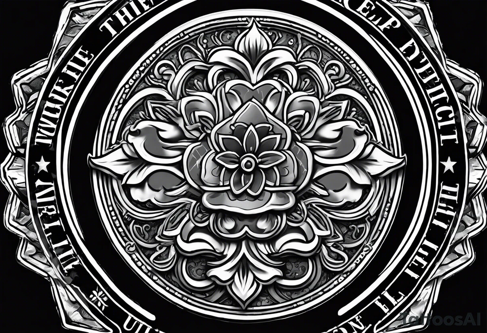 Challenge coin with text
“If your going through hell keep going.” tattoo idea