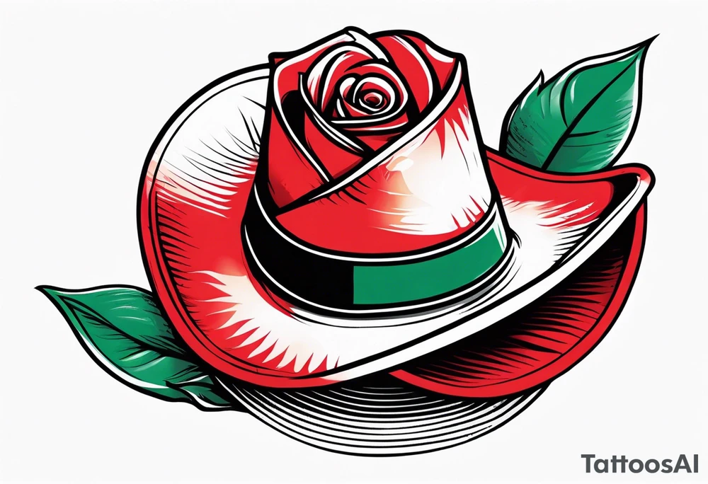 red rose wearing mexican hat tattoo idea