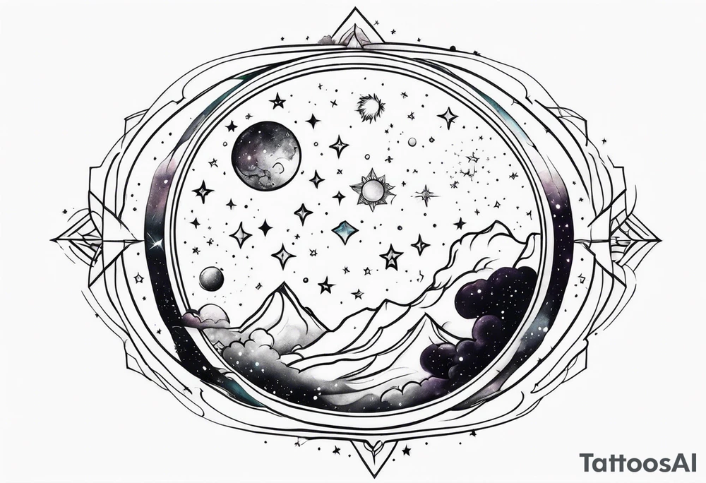 Celestial galaxy realistic tattoo idea